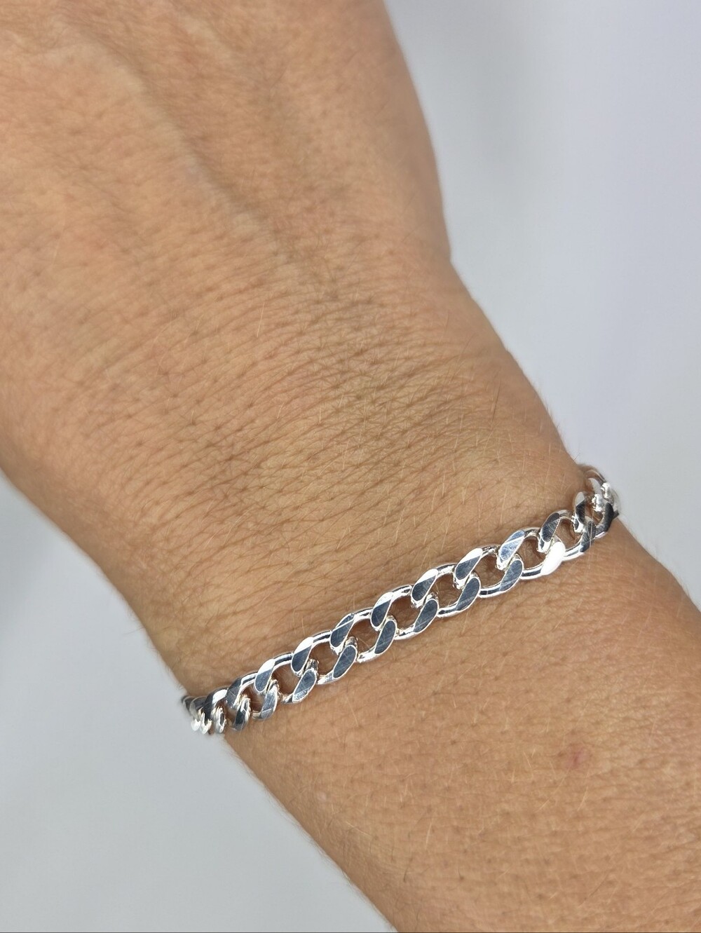 Sterling Silver Cuban Link Bracelet - Woman's Silver